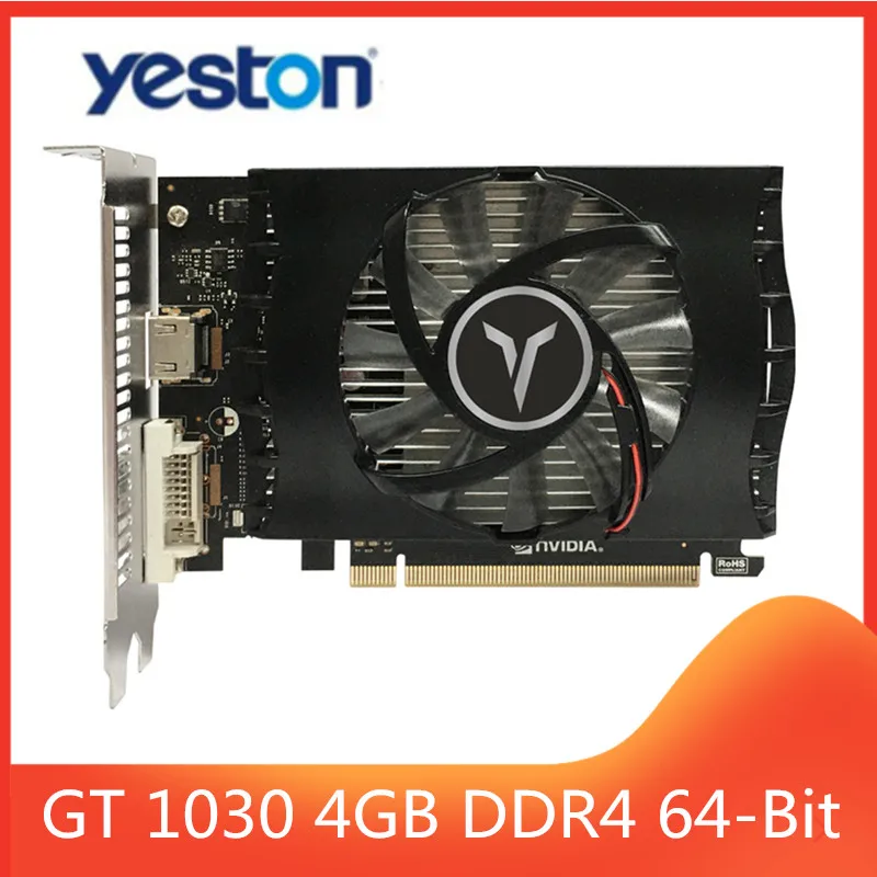 Видеокарта Yeston GT1030 4G/64 бит/DDR4 для игрового настольного компьютера ПК