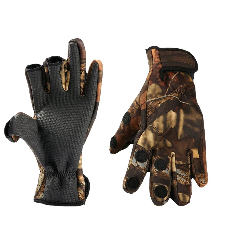 

Перчатки для рыбалки с 3 отрезами пальцев, Нескользящие, водонепроницаемые перчатки для активного отдыха, спорта, кемпинга, верховой езды, о...