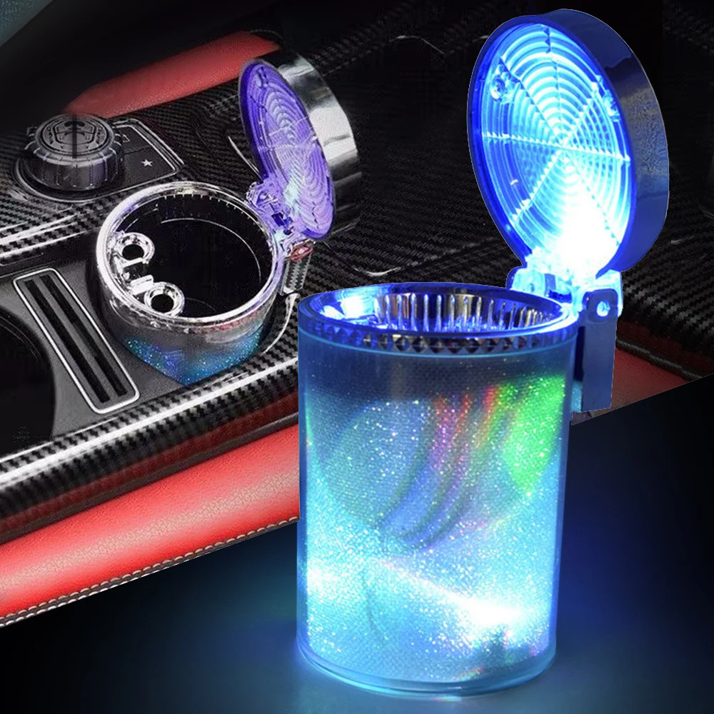 Пепельница автомобильная со светодиодной подсветильник кой контейнер для