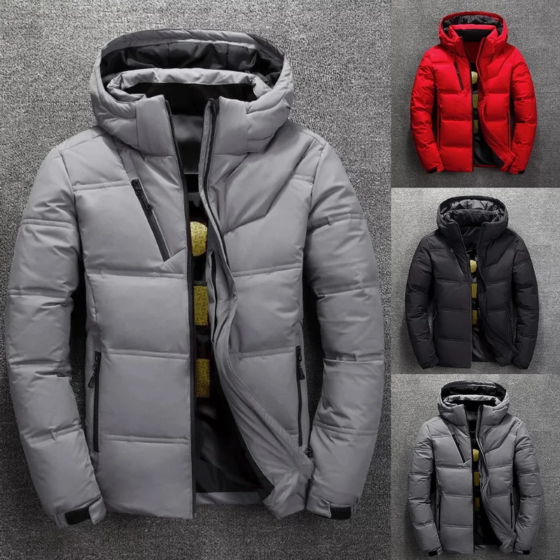 

Winter New Mens Down Jacket Men's Brand Hooded Solid Color Wild Down Coats Male Casual Warm Large Size Jacket winter Clothing