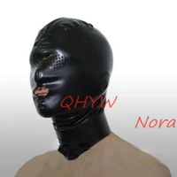 natural latex face mask hood for men cosplay costumes fetish cosplay mask eyes small holes back zipper club wear