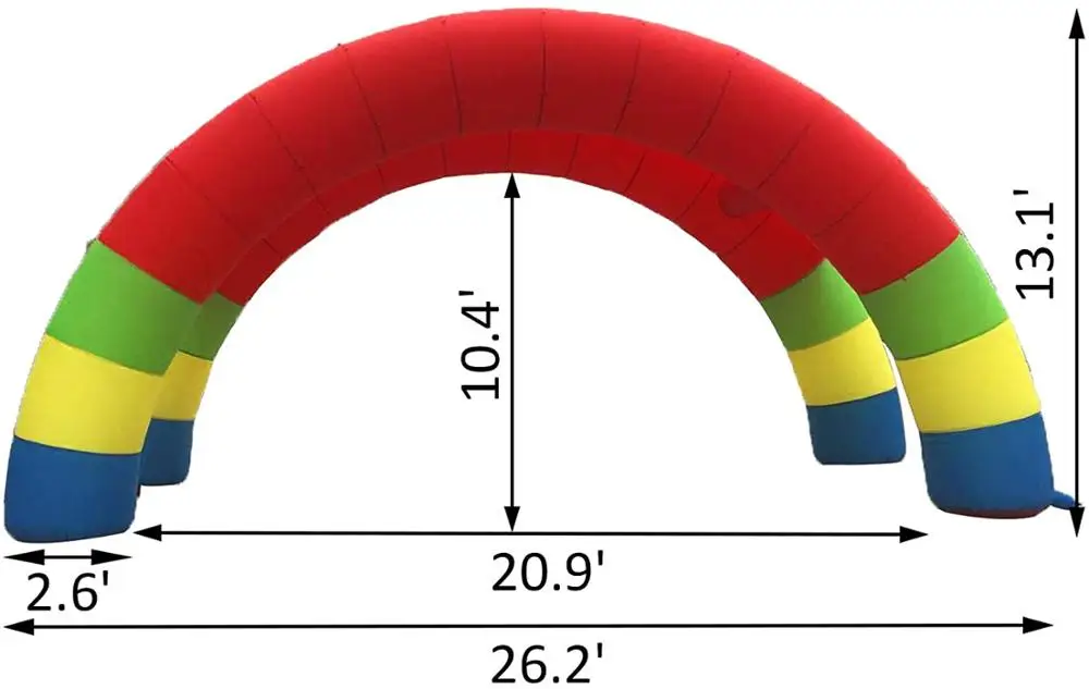 Двойной стенд Двойные арки 370 футов х 13 надувная Радужная Арка С нагнетателем Вт
