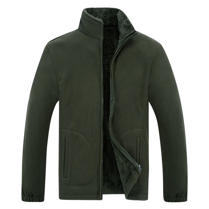

Green Hoodie Men Stand Collar Thick Velvet Loose Zip Up Hoodies Long Sleeve Winter Fluffy Fleece Sweatshirts Male Plus Size 7xl