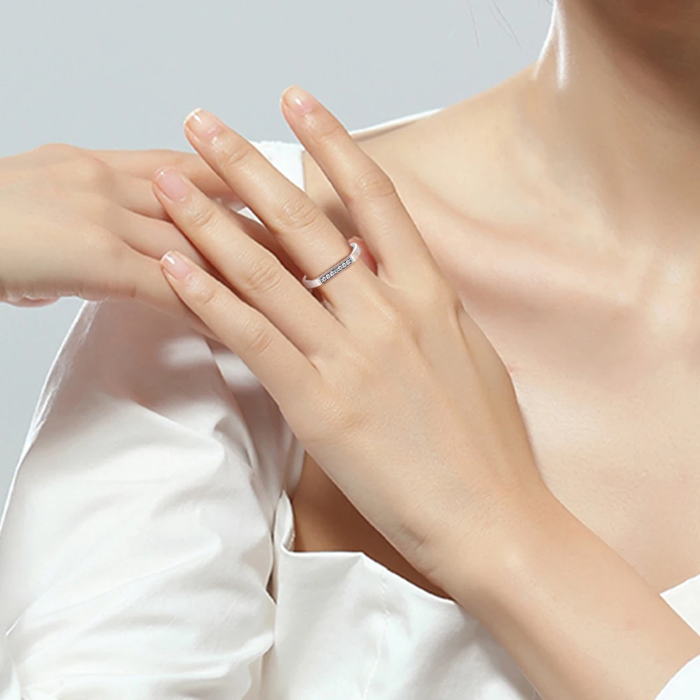 

Sparkling Bar Stacking Rings 100% 925 Sterling-Silver-Jewelry Free Shipping