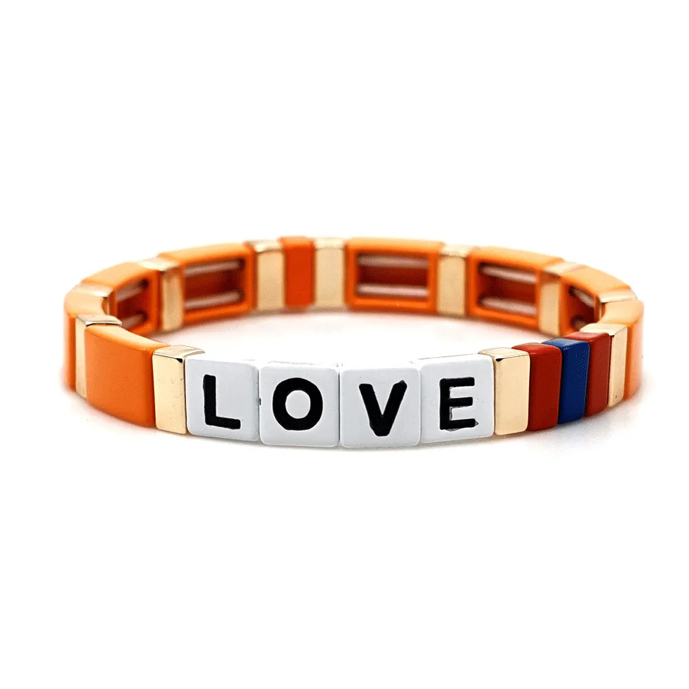 Shinus плиточный браслет для женщин и мужчин Pulseras Mujer женские любовные Браслеты с буквами красочные ювелирные изделия летние пляжные заводские магазины на заказ