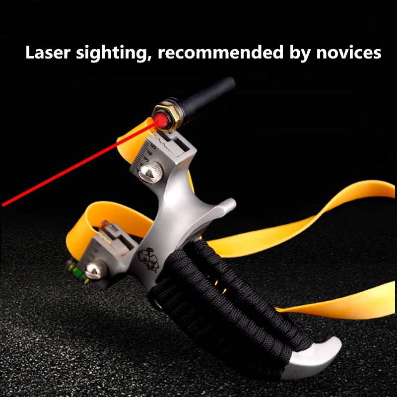 

High Precision Stainless Steel Flat Rubber Band Slingshot Laser Infrared Aiming Outdoor Hunting Competitive Catapult Slingshot