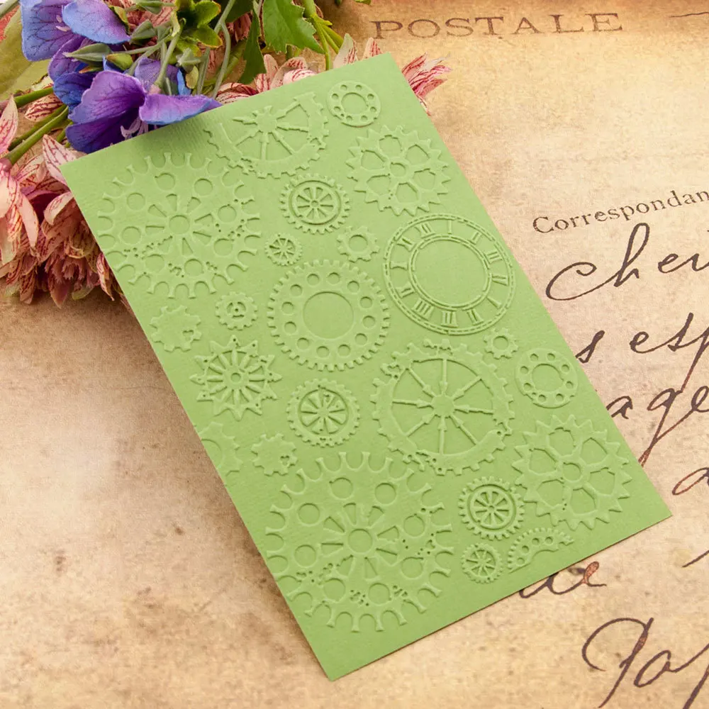 10.5x14.8cm Gear Steampunk Plastic Embossing folders For Scrapbooking DIY Template Fondant Cake Photo Album Card Making | Дом и сад
