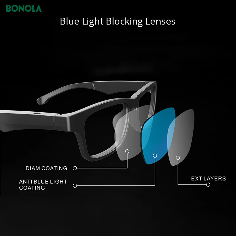 Спортивные умные очки Bonola Bluetooth 5 0 с защитой от звонков и музыки синего света для