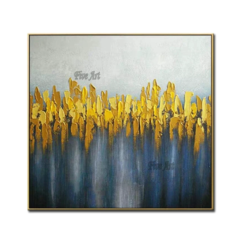

Modern Home Decoration Pieces Abstract Golden Acrylic Textured Paintings Picture Wall Art Cheap Oil Painting For Room Wall Hang