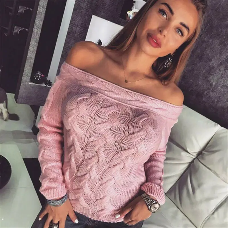 

Winter Women Long Sleeve Sweater Blouse Laides Knitted Jumpers Pullover Tops