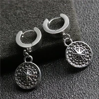 simple personality star round cake earrings stainless steel earrings punck mens womens fashion hip hop party jewelry