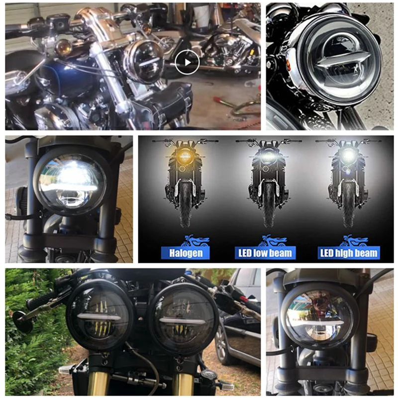 Мотоцикл 5-3/4 дюйма Halo Angel Eye DRL круглый хромированный налобный фонарь Sportster 883 72 48