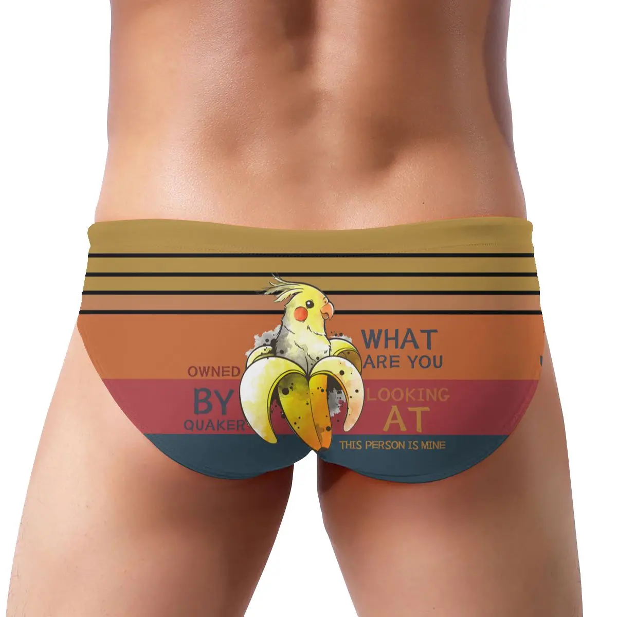 

Men's Triangular Swimwear Low Waist Briefs Sexy Patchwork Mens Bikini Funny Banana Cactus Swim Pool Trunks