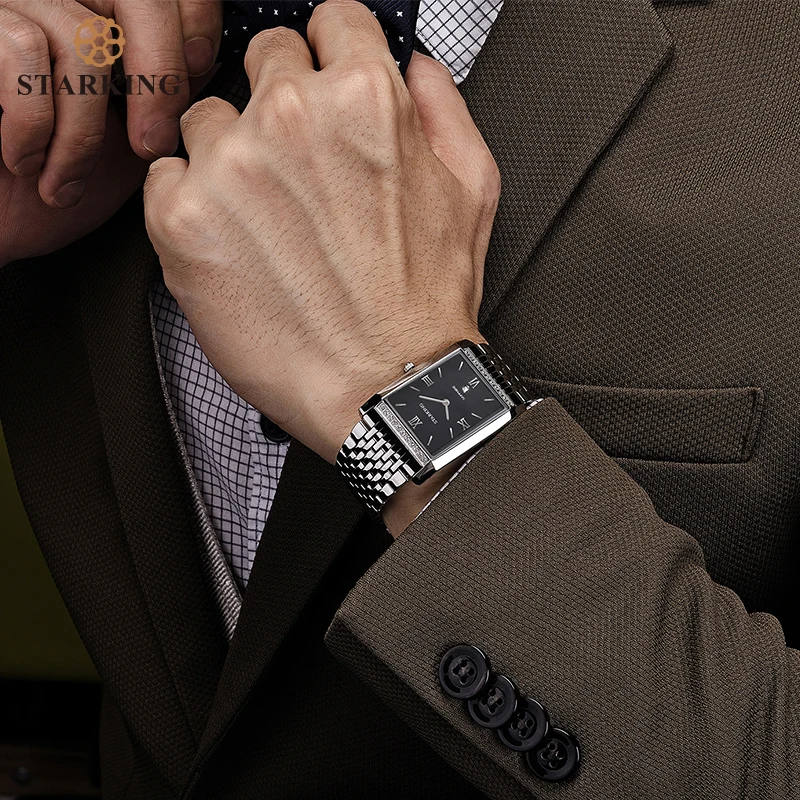 Часы мужские кварцевые аналоговые из нержавеющей стали водонепроницаемые