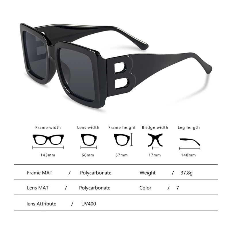 

2021 Square sunglasses Women New Fashion Brand Designer Black lunette de soleil femme Vintage Sun Glasses Women Sunglasses UV400