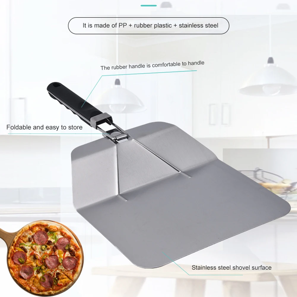 Лопатка для пиццы из нержавеющей стали антипригарная круглая разделочная доска