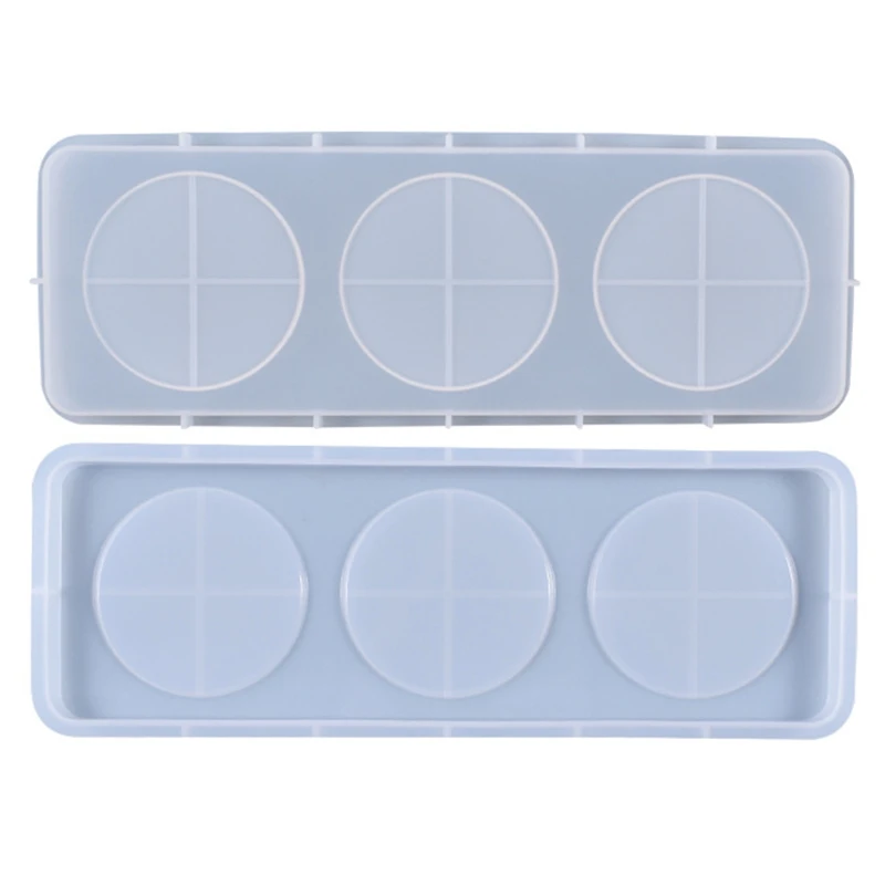 

Crystal Epoxy Resin Mold 3-Grids Wine Bottle Tray Wine Cup Plate Board Silicone Mould DIY Crafts Home Decorations Mold