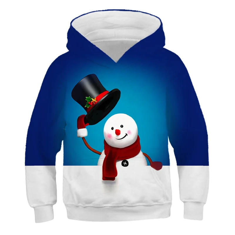 

2020 Spring and Autumn New Boys and Girls Hooded Sweater Baby Christmas Hooded Cartoon Shirt Christmas tree Children's Clothing