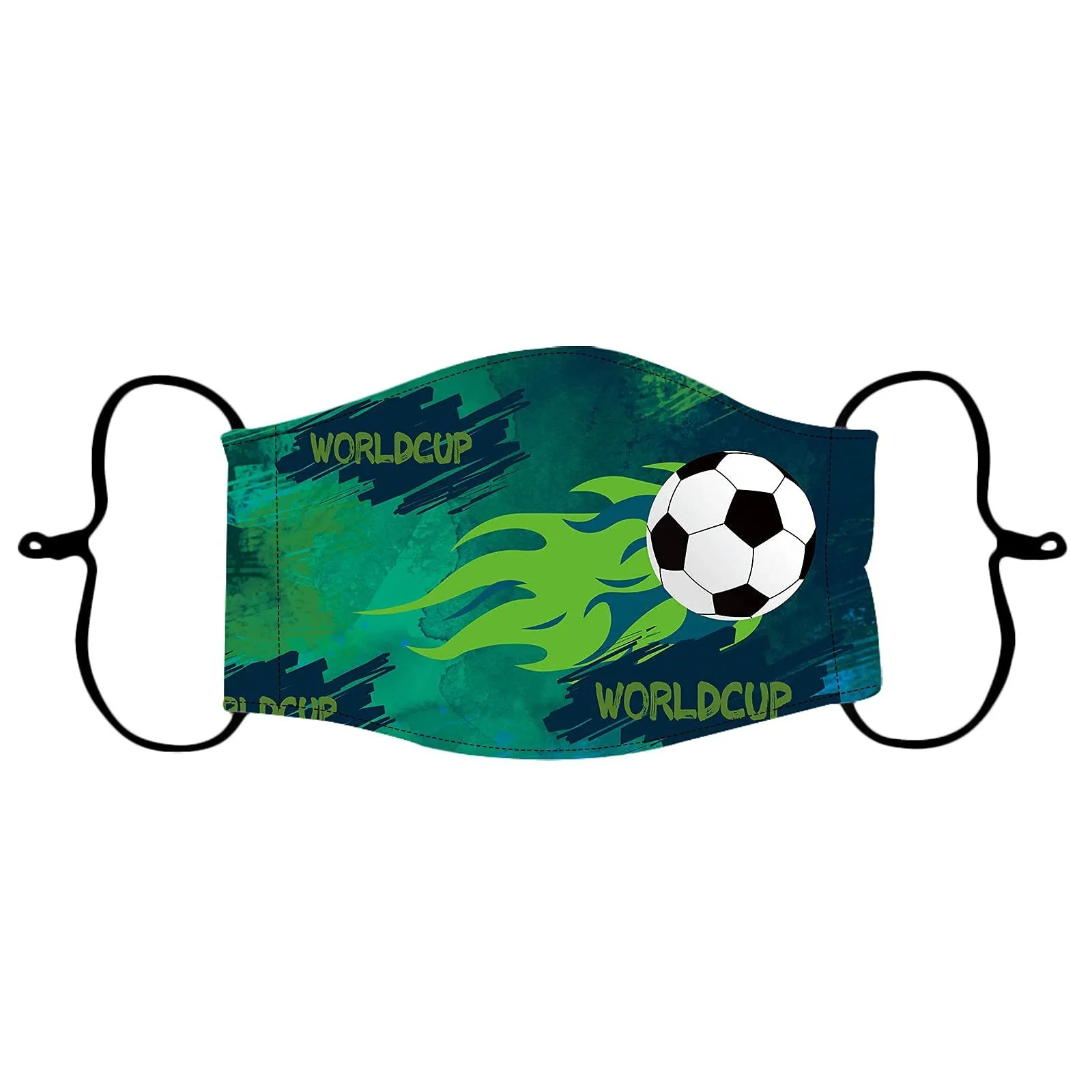 Маска для лица с регулируемыми ушными петлями для детей, изготовленная из перерабатываемых материалов, с принтом футбольного мяча и рождественским дизайном.