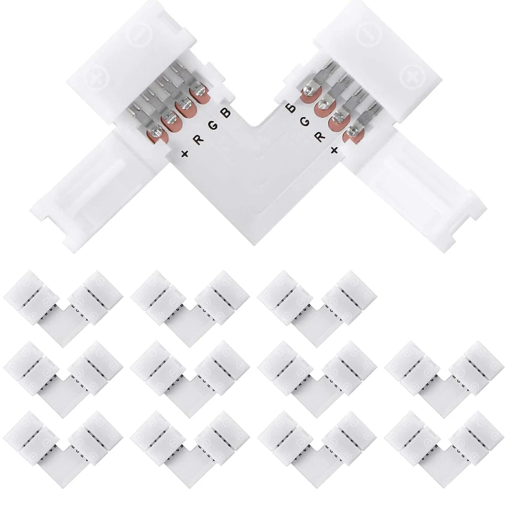 

5/10/20Pcs 10mm 4 Pin L Shape LED RGB Connector for Connecting Corner Right Angle 10mm 5050 2835/3528 RGB LED Strip Light