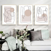 abstract geometry line drawing wall art poster beige color block canvas painting minimalist pictures for living room dome decor