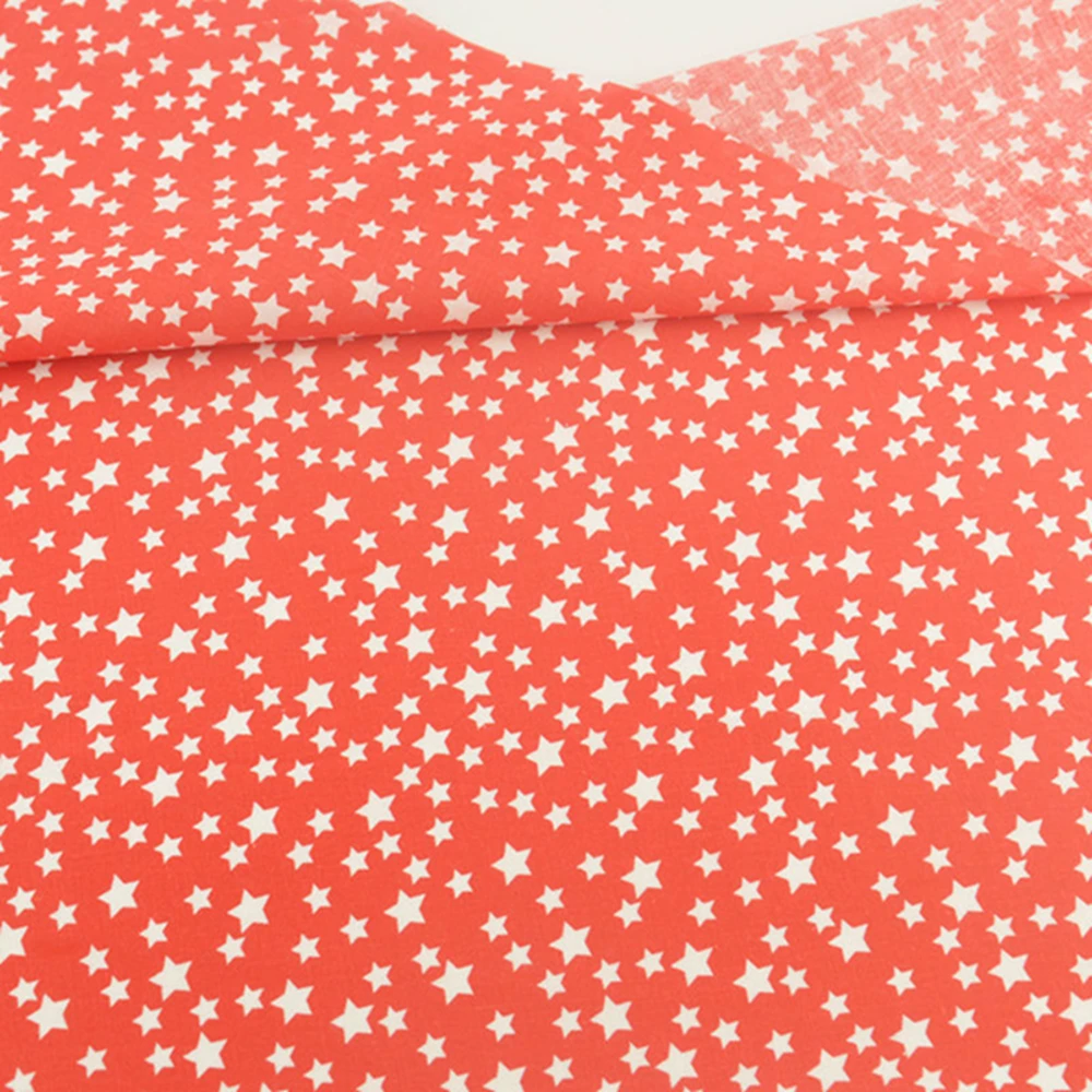 

Teramila Red Cotton Cloth Patchwork Fabrics White Star Style for Sewing Home Textile Craft Scrapbooking Material Fat Quarter
