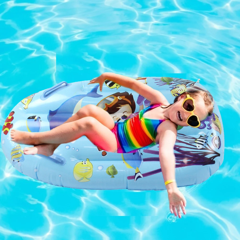 

Kids Cartoon Inflatable Floating Bed Safety Folding High Density Surfboard Swimming Ring Water Game Toy Buoyancy Board Beach