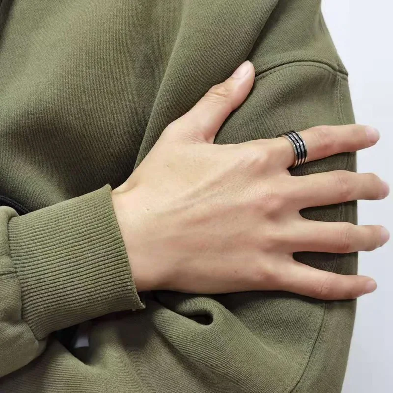 Модное мужское кольцо 8 мм в стиле панк обручальное из нержавеющей стали с черным