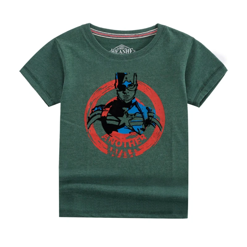 Летние детские футболки с коротким рукавом для мальчиков хлопковая Футболка Marvel