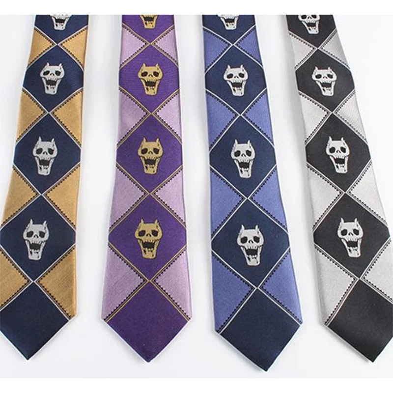 

JoJo Bizarre Adventure Cosplay Skull KILLER QUEEN Kira Yoshikage Neck Tie Japanese Anime Adult Polyester Necktie Women Men