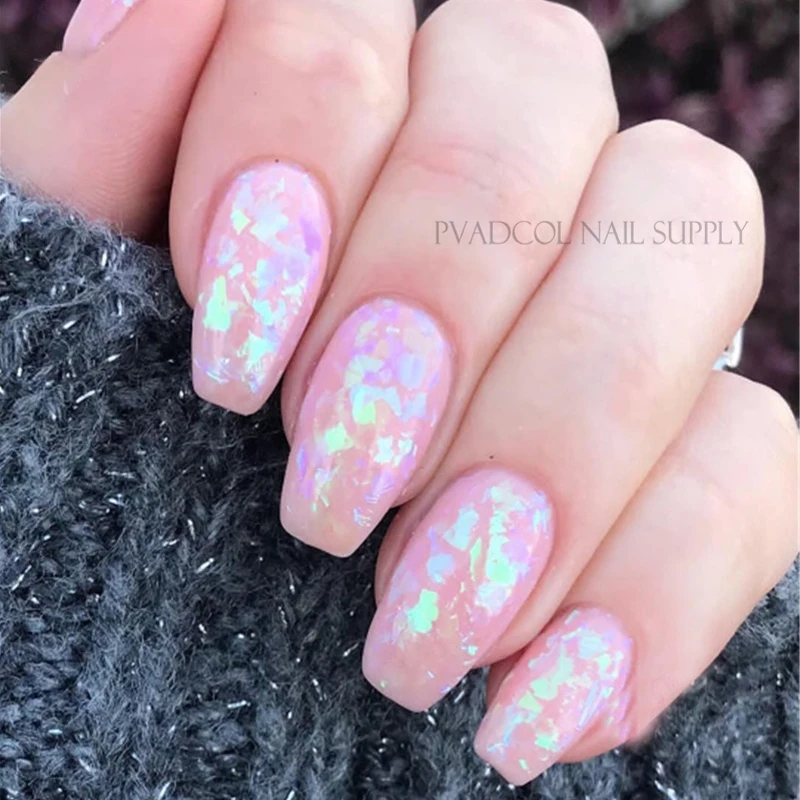 Набор из 12 цветов пыли для ногтей Лазерный цвет яркие сломанные целлофановые