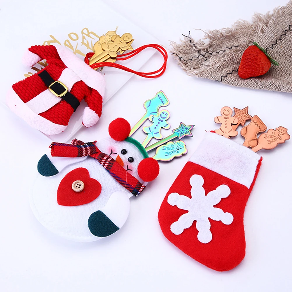 4 шт. рождественские ложки из нержавеющей стали для смешивания кофе и