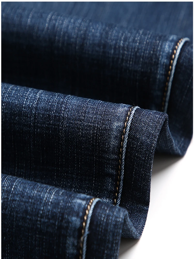 

Classic style Men Brand Jeans Business Casual Stretch Slim Denim Pants Light Blue Black Trousers Male