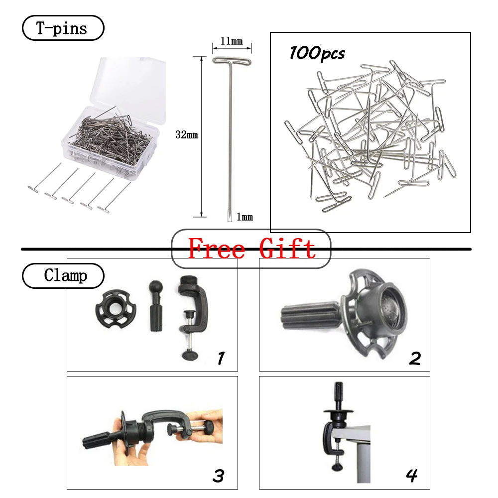 

21"/22"/23" Cork Canvas Block Head Mannequin Head Wig Display Styling Head With Mount Hole Free Clamp + T-pins