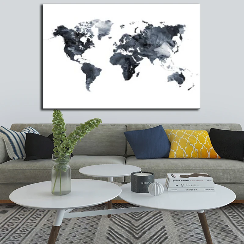 Карта мира акварелью постер картина для гостиной Холст Картина и принты Куадрос