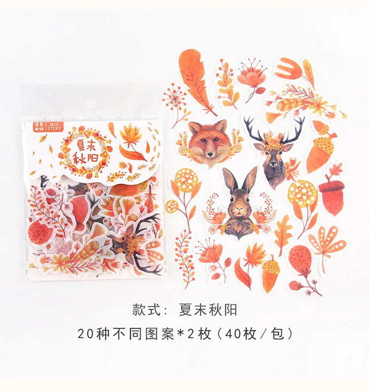 40 шт. КИТ планета Единорог Васи бумага дневник наклейки японский альбом для стикеров растение цветок Рождество наклейки канцелярские товары - Цвет: Bright Summer