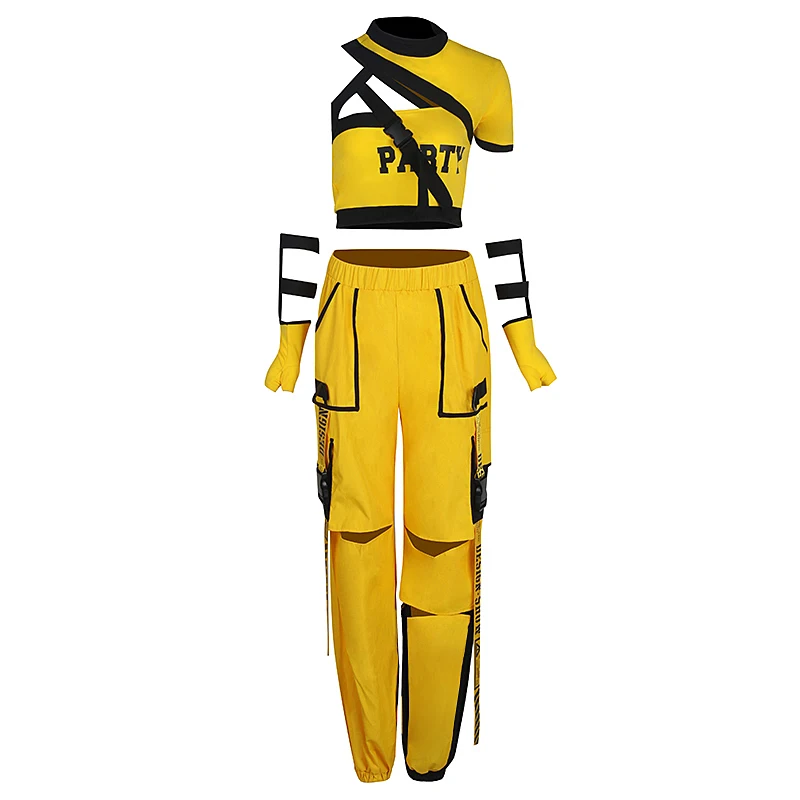 Желтая униформа для чарлидинга одежда в стиле хип-хоп женская джазовых танцев