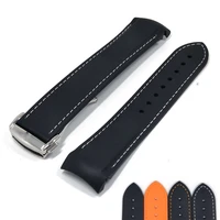 brand 20 22 mm rubber silicone watch band butterfly buckle belt special for omega constellation strap for seamaster 300 logos