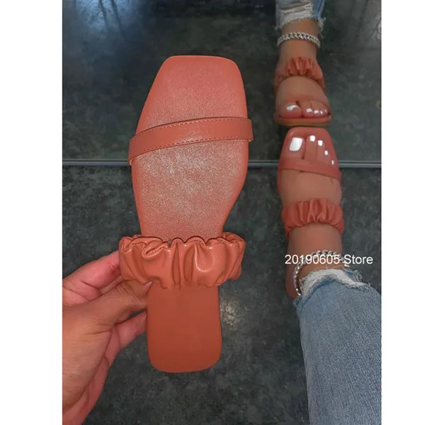 

Summer Women's Sandals Open Toe Flat Slippers Outdoor Women's Shoes Plus Size 43 Ladies Fashion Solid Color Slippers