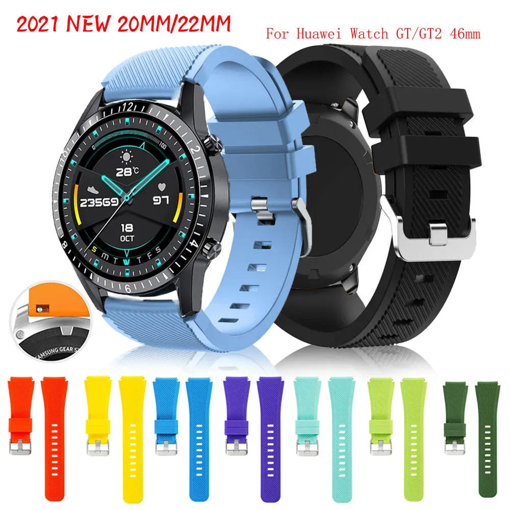 

Ремешок силиконовый для часов Huawei Watch 2 Gt 2, модный спортивный сменный Браслет для Huawei Watch Gt 2E Watch 3, 22/20 мм