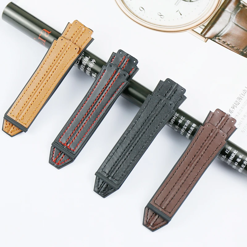 Аксессуары для часов HUBLOT Hublot Большой взрыв кожаный ремешок для мужчин и женщин силиконовый нижний bump резиновый ремешок 25*19 мм