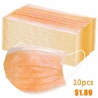 Одноразовые маски для лица, пылезащитные колпачки для рта, 3-слойная дышащая оранжевая маска из выдутого мелтбланом материала для взрослых