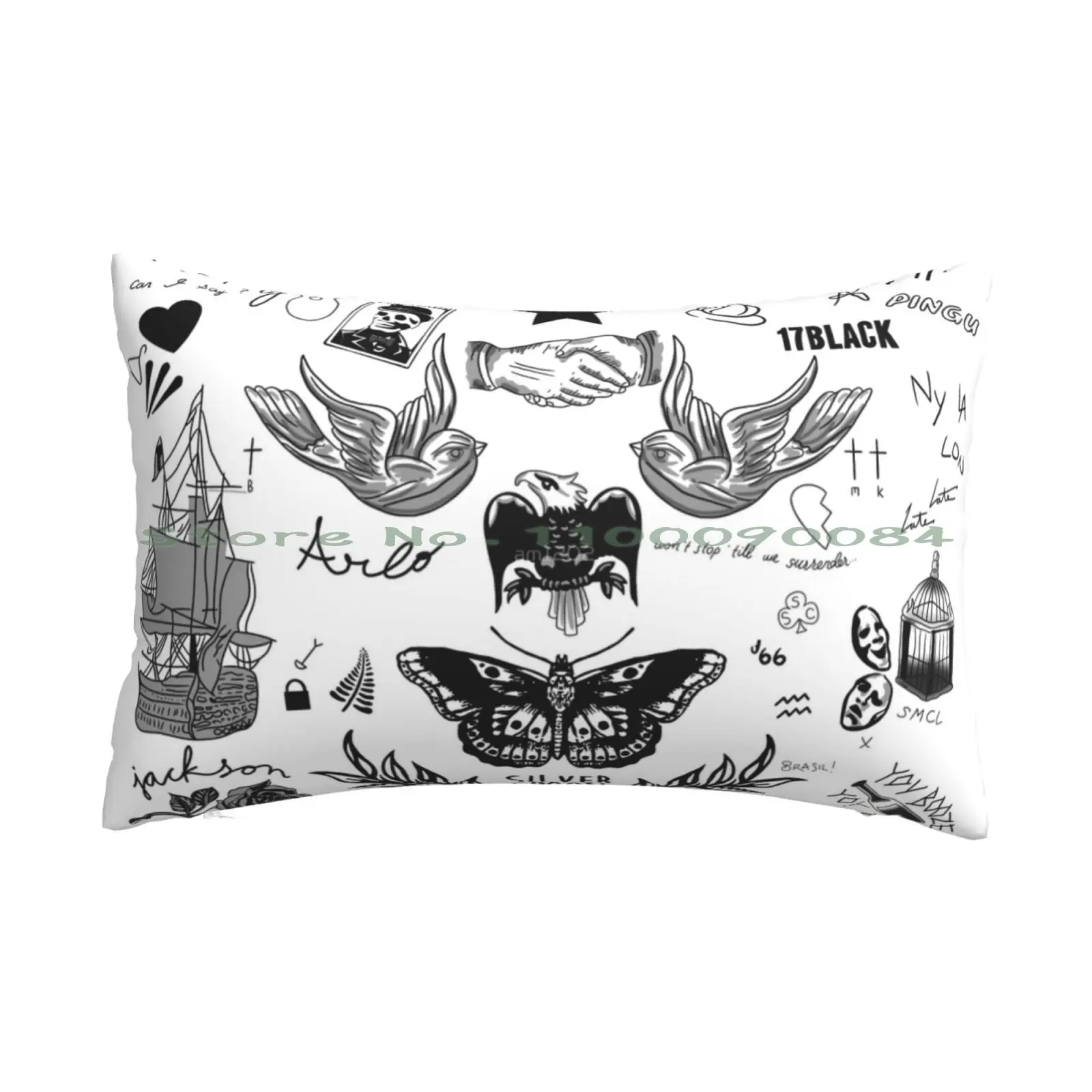 Harry’s Tattoos Pillow Case 20x30 50*75 Sofa Bedroom Tattoos Birds Long Rectangle Pillowcover Home Outdoor Cushion Decor