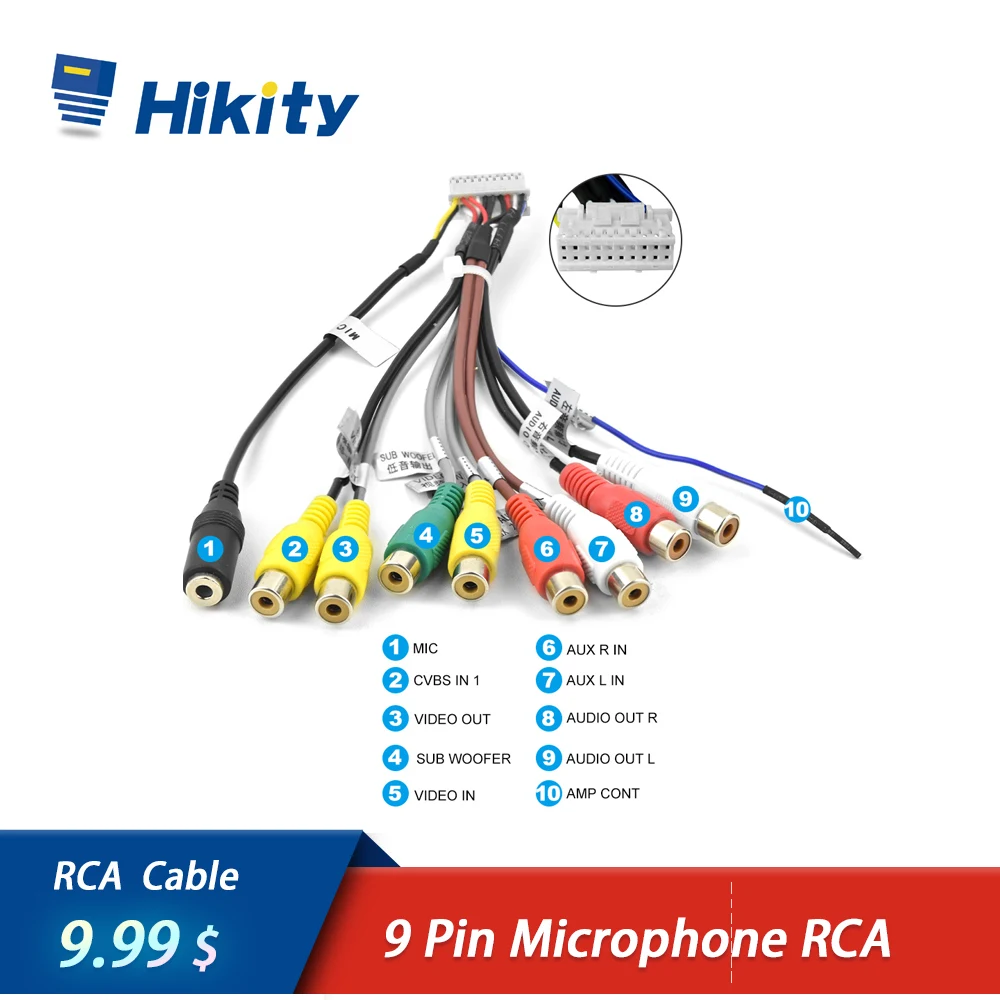 Hikity оптовая продажа 9-контактный выходной кабель RCA внешний 3 5 мм микрофонный