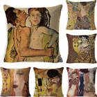 Секс картина Густава Климта Чехлы золотистым размывом для фотографий секс телесного цвета с принтом, наволочка белье размером 45*45 см наволочка подушки для домашнего декора