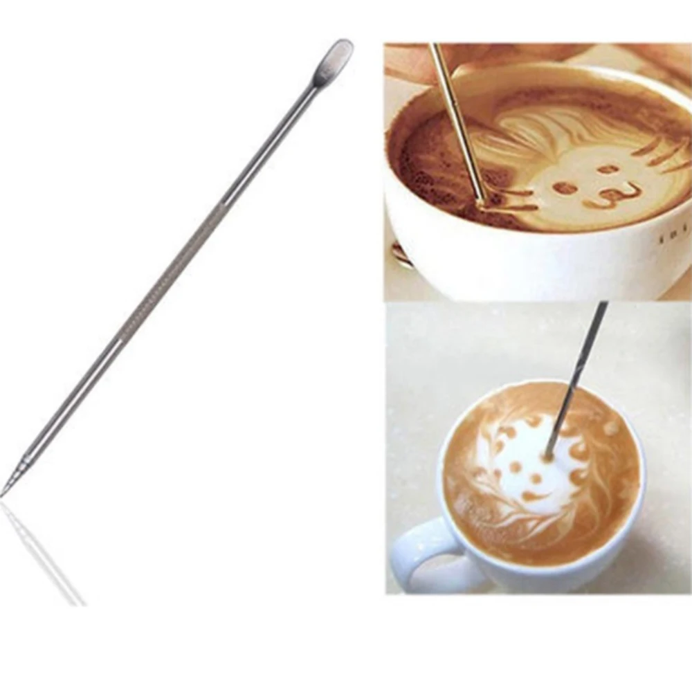 

Stainless Steel Fancy Latte Coffee Hook Flower Carve Stick Pull Flower Needle Coffee Latte Decorate Art Pen Kitchen Accessories