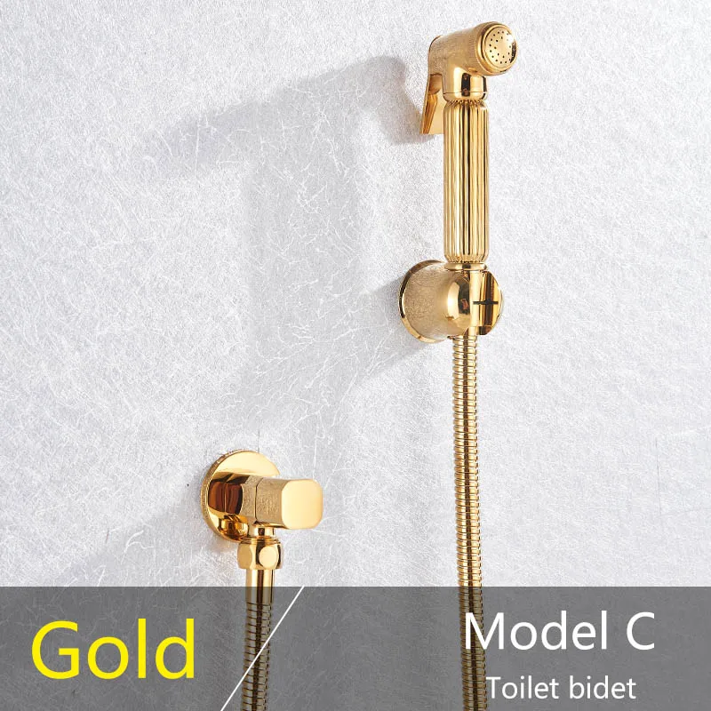 Gold C Золотая латунная ванная, смеситель для биде розовое золото высокого давления Биде опрыскиватель высокого качества гигиенический Душ биде настенный холодный кран - Цвет: Gold C
