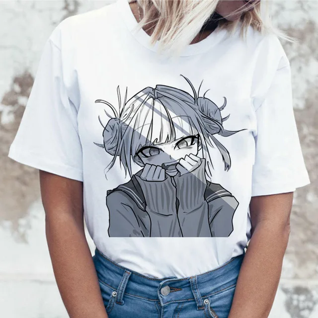 Харадзюку забавная женская футболка Ahegao Boku No Hero Academy химико Тога Ullzang 90s футболка хентай топ тройники женская одежда - Цвет: 4