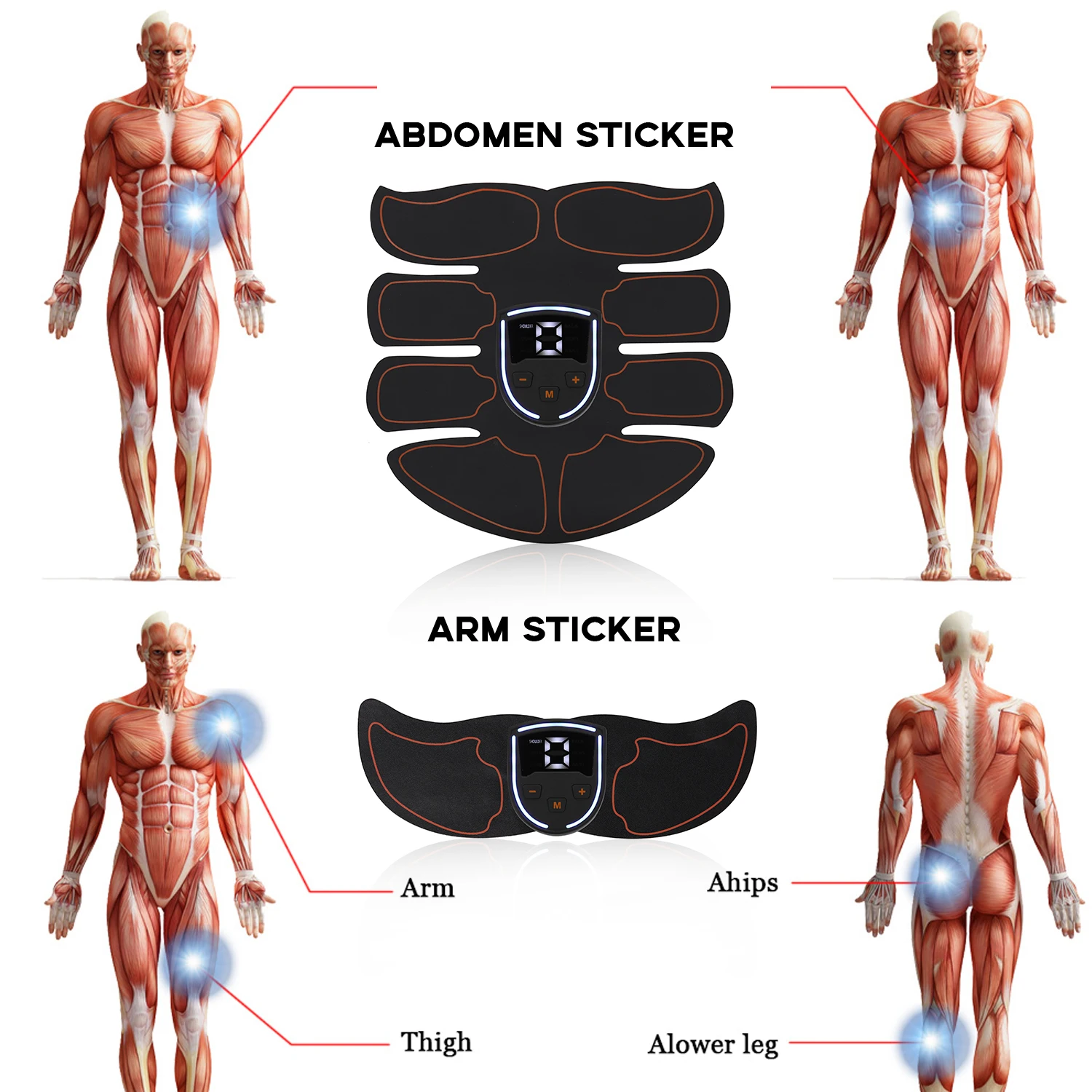 Muscle Trainer Abdominal Electrostimulation Multifunctional Fitness Accessories ABS Sculpting Pad Belly Arm Leg Massagers | Спорт и