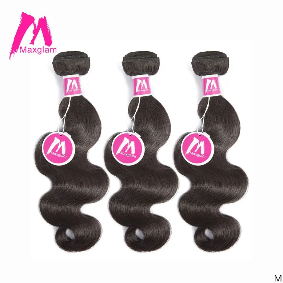 Maxglam бразильские натуральные кудрявые пучки волос объемная волна естественный